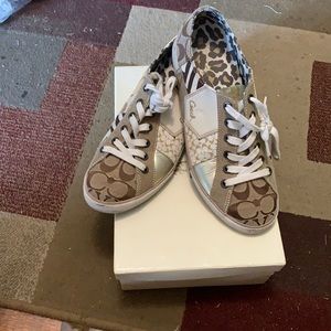 Coach tennis shoes with multiple prints